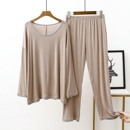 Skin Round Neck with Grey Pipin Full Sleeves Dream Wear Sleep Suit