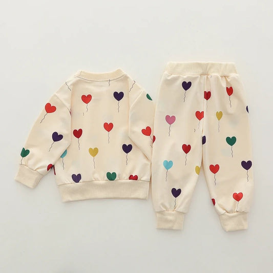 All-Over Hearts Printed Sweatshirt Tracksuit (RO-03)