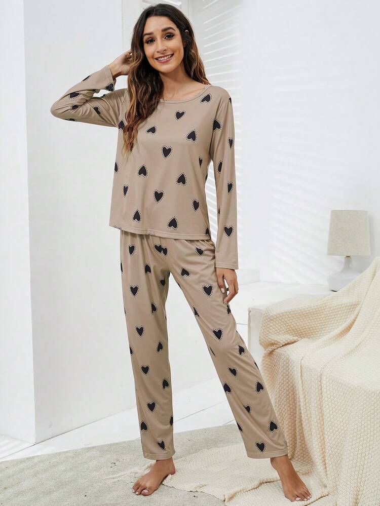 Midnight Mocha – Heart Print Nightwear