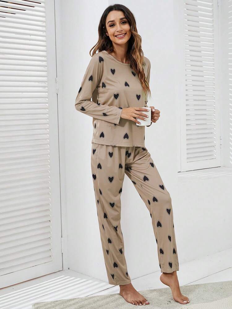 Midnight Mocha – Heart Print Nightwear