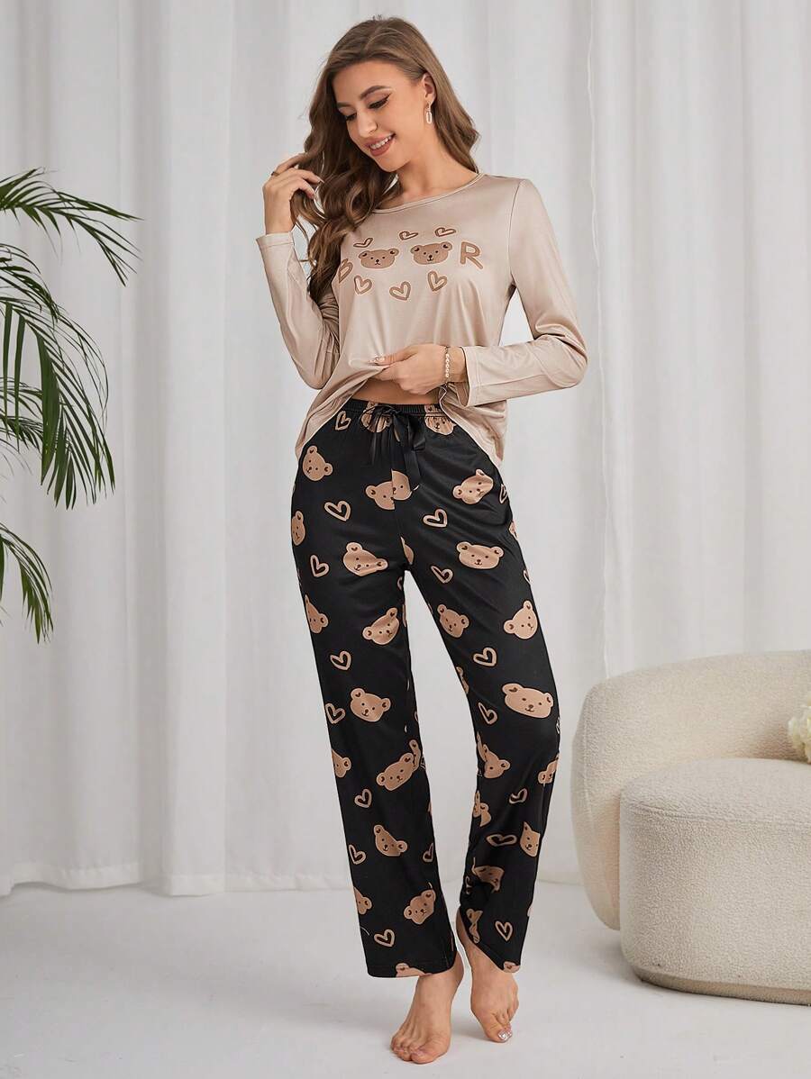 Midnight Bears – Off-White & Black Pajama Set