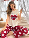 Cozy Love – Maroon Heart Printed Nightwear