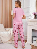 Strawberry Print Pink Pajama Set for Girls – Soft & Comfy Nightwear