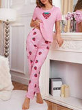 Strawberry Print Pink Pajama Set for Girls – Soft & Comfy Nightwear