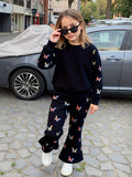 Black All Over Butterfly with Butterfly Printed pajama Little Trendsetter Stylish Winter Girls Tracksuit