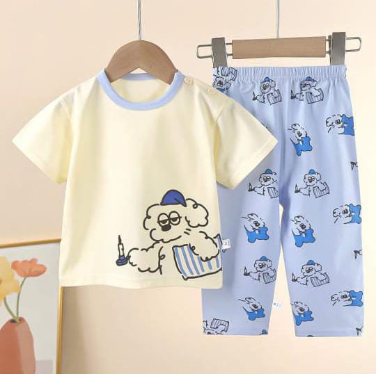 Off white sleepy puppy Printed Kids Night Suit (RB-417)