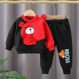 Black With Red Bear Sweatshirt With Trouser Tracksuit For Kids (SP-B3)