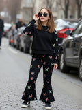 Black All Over Butterfly with Butterfly Printed pajama Little Trendsetter Stylish Winter Girls Tracksuit