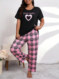 Cozy Heartbeats – Black Printed Nightwear