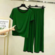 Green With Black Pipin Neck And Sleeves Half Sleeves Suit