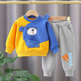 Yellow With Blue Bear Sweatshirt With Trouser Tracksuit For Kids (SP-B9)