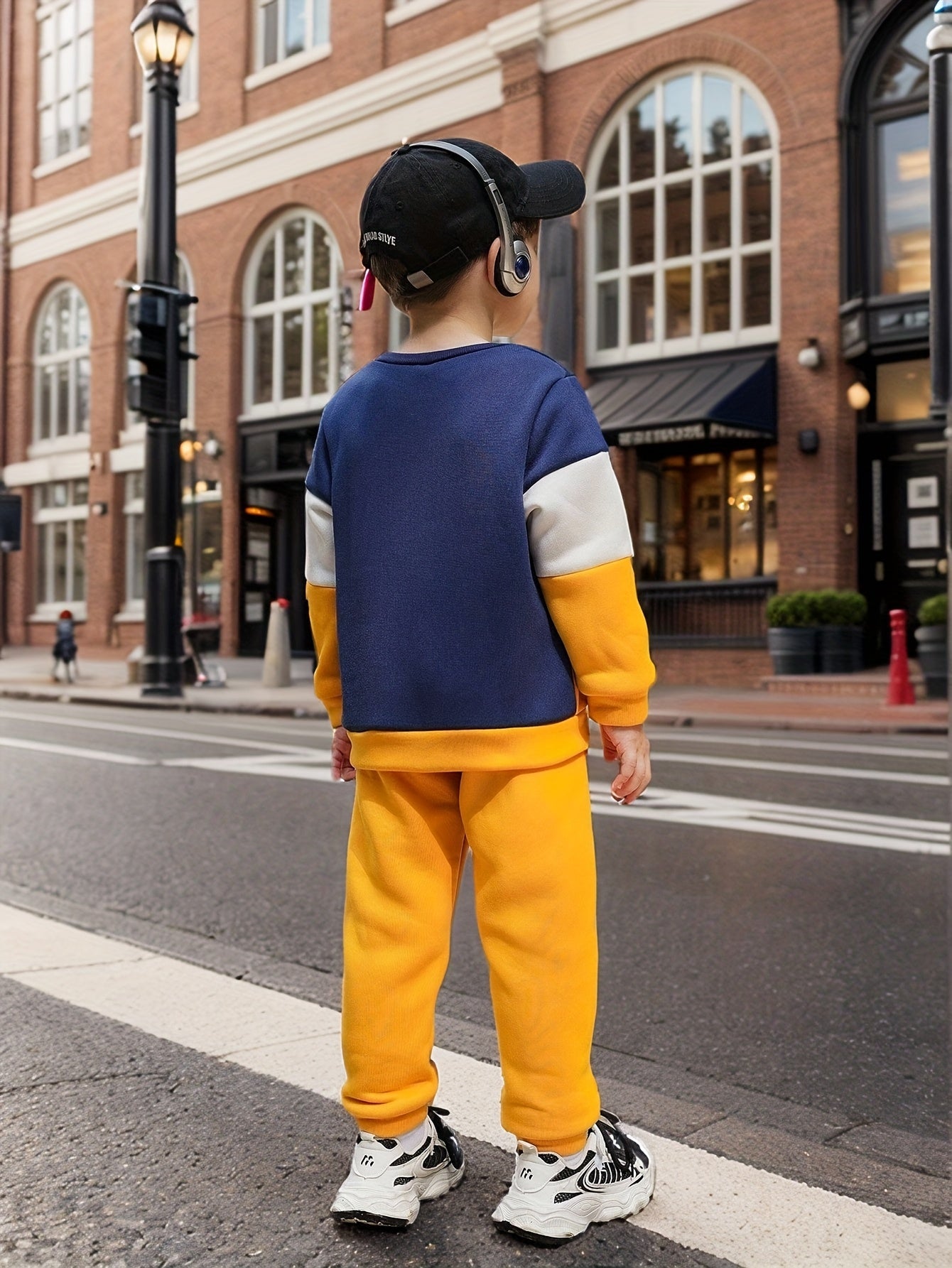 Yellow and Blue Happy Dog With Yellow Pajama Kids Tracksuit