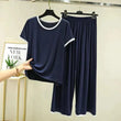 Navy Blue With White Pipin Neck And Sleeves Half Sleeves Suit (RB-117)