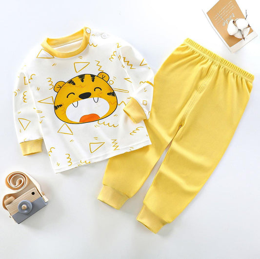 Off White Lion with yellow pajama Printed Kids Night Suit (RB-416)