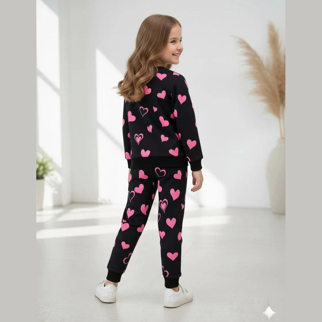 Black Kitty Kids Fleece Track suit