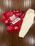 Celebrate in Style Happy New Year Red Bear Kids Suit