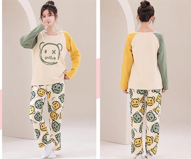 Multi Color Smile Print With Smile Multi Printed Trouser Full Sleeves Night Suit