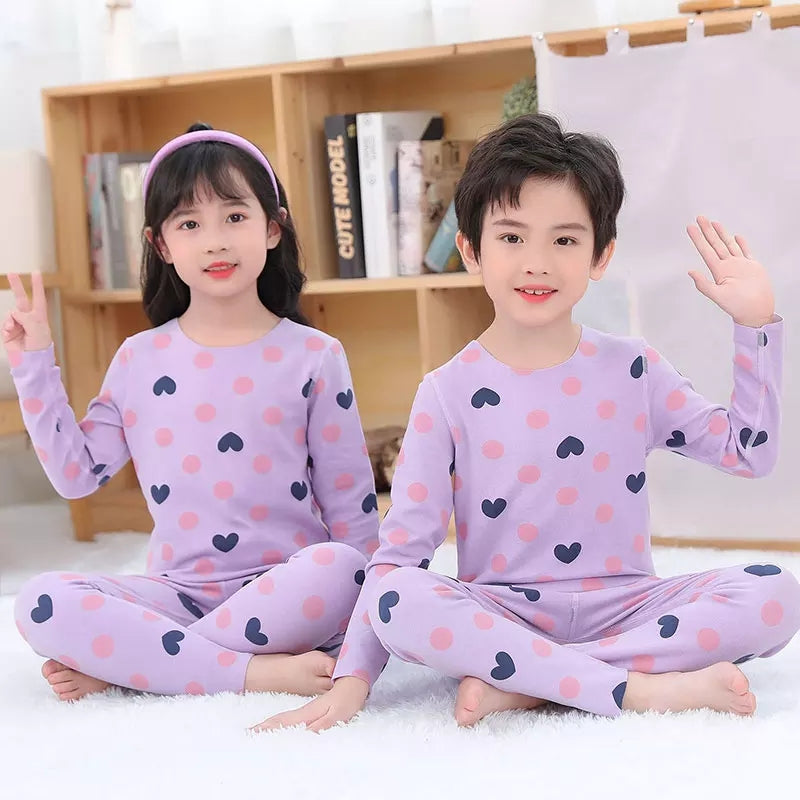 Light Purple Hearts Printed Night Suit -Sleepwear for Boys and Girls 1 Suit (SP-118)