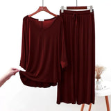 Maroon Plain V-Neck Full Sleeves The Ultimate Dream Wear Sleep Suit