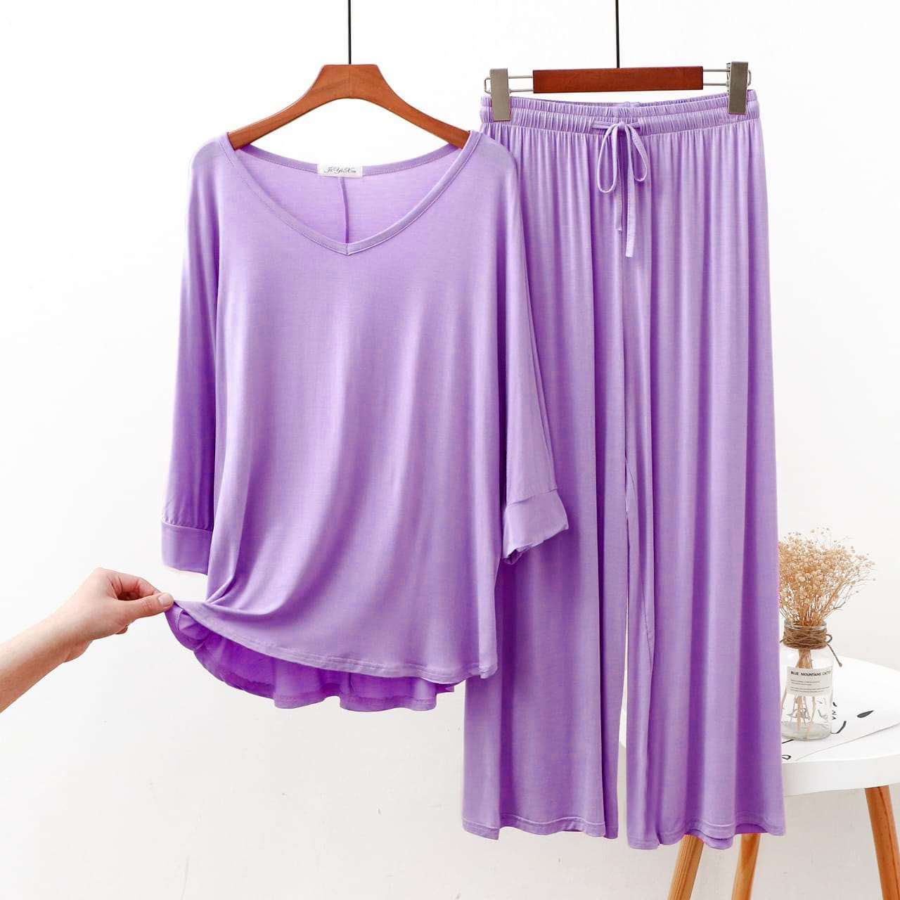 Purple Plain V-Neck The Ultimate Dream Wear Sleep Suit