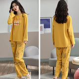 Mustard Yellow Pajama Set – Long Sleeve 'My Best Friend' Tee with Printed Bottoms