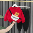 Red Smile Cute Printed Sweatshirt with black trousers Kids track suit Tracksuit For Kids