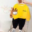 Yellow Small Baby Dragon Sweatshirt with Black Trousers Tracksuit For Kids