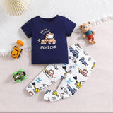 Navy Blue Mini Car with White pajama Printed Kids Night Suit (RB-415)