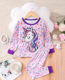 Purple Unicorn with stars Printed Kids Night Suit