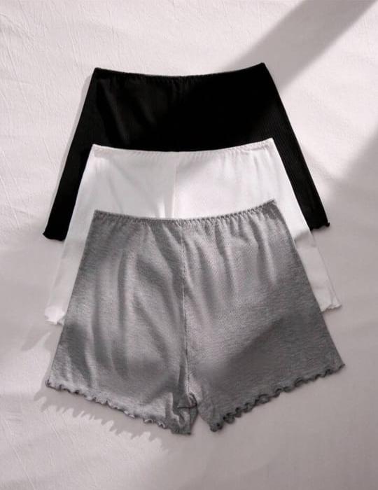 Pack Of 3 Plain Frills style Shorts For Ladies – Comfortable & Stylish Everyday Wear