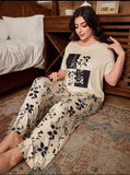 Off white Leaves Printed T-Shirt with leafs printed trouser  – Soft Feel, Cute Vibe