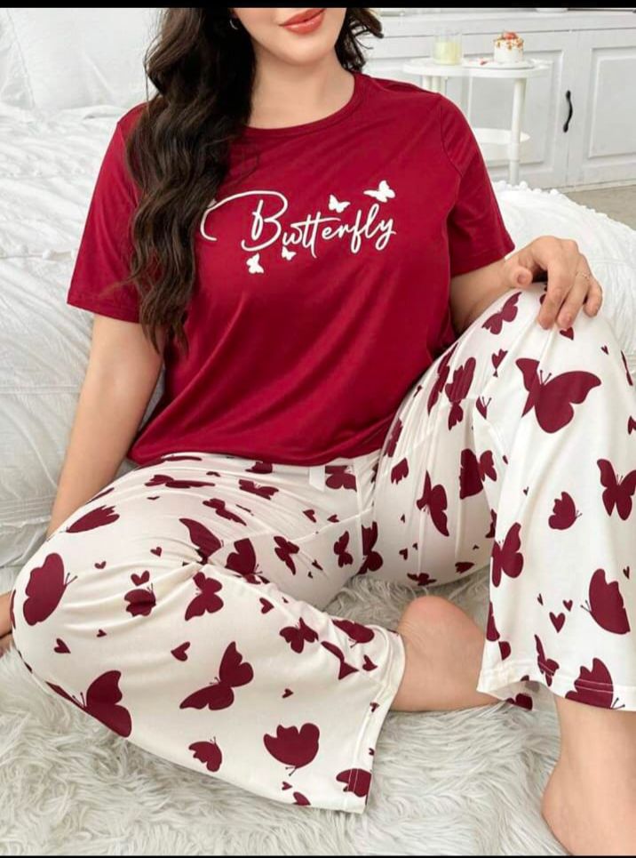 Maroon Butterfly Printed T-Shirt with Butterfly printed trouser– Soft Feel, Cute Vibe