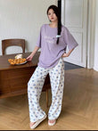 Lilac Happy Moments Printed T.shirt with Hearts Printed Trouser – Soft Feel, Cute Vibe