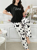 Black Butterfly Printed T-Shirt with Butterfly printed trouser– Soft Feel, Cute Vibe