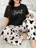 Black Butterfly Printed T-Shirt with Butterfly printed trouser– Soft Feel, Cute Vibe