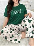 Dark Green Butterfly Printed T-Shirt with Butterfly printed trouser– Soft Feel, Cute Vibe