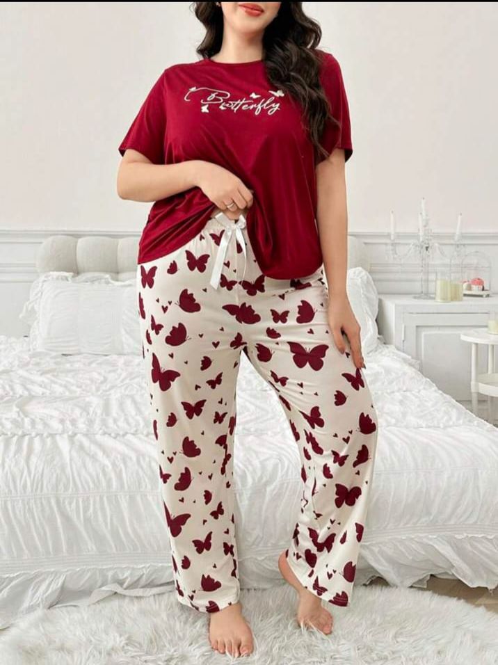 Maroon Butterfly Printed T-Shirt with Butterfly printed trouser– Soft Feel, Cute Vibe