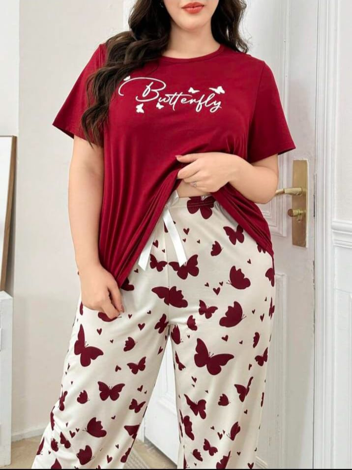 Maroon Butterfly Printed T-Shirt with Butterfly printed trouser– Soft Feel, Cute Vibe
