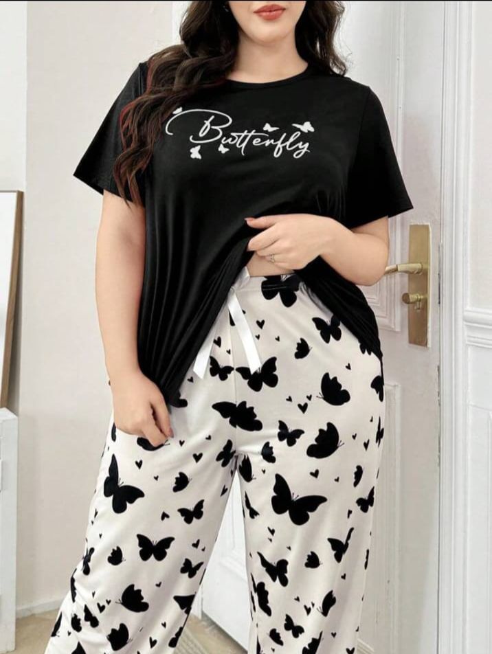 Black Butterfly Printed T-Shirt with Butterfly printed trouser– Soft Feel, Cute Vibe