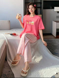 Pink Juices Printed Tshirt with Check Printed Trouser– Soft Feel, Cute Vibe