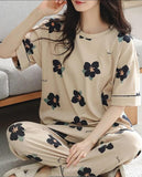 Brown Big Black All Over Flowers Print Half Sleeves – Soft Feel, Cute Vibe
