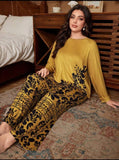 Yellow Floral Print Full Sleeves with floral Printed pajama  – Soft Feel, Cute Vibe