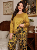 Yellow Floral Print Full Sleeves with floral Printed pajama  – Soft Feel, Cute Vibe