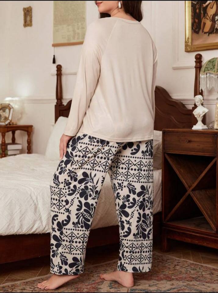 Skin Floral Print Full Sleeves with Floral Printed pajama – Soft Feel, Cute Vibe