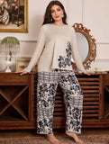 Skin Floral Print Full Sleeves with Floral Printed pajama – Soft Feel, Cute Vibe