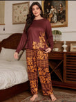 Dark Maroon Floral Print Full Sleeves with floral Printed pajama – Soft Feel, Cute Vibe