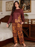 Dark Maroon Floral Print Full Sleeves with floral Printed pajama – Soft Feel, Cute Vibe
