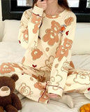 Cream Bears Let Me Sleep Full Sleeves Printed Night Suit-Soft Feel, Cute Vibe