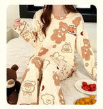 Cream Bears Let Me Sleep Full Sleeves Printed Night Suit-Soft Feel, Cute Vibe