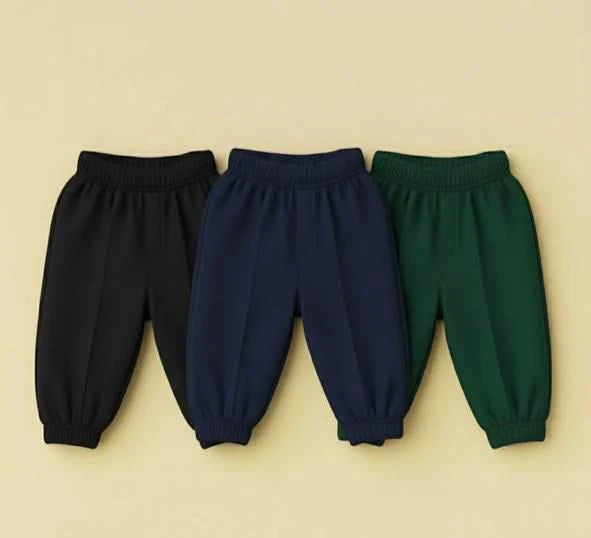 Pack of Three Fleece Stripe Trousers For Kids (AZ-B1) (Black, Navy Blue, Green)